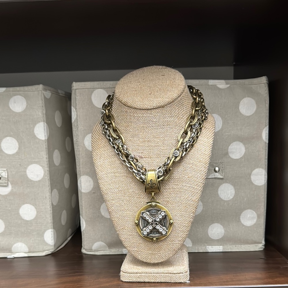 Brass and Silver Statement Necklace